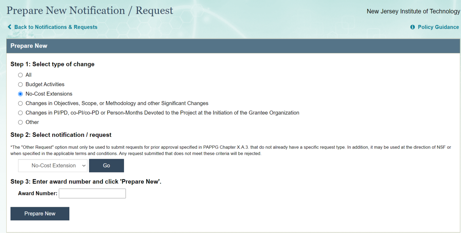 NoCost Extension (NCE) NSF request Cristo León