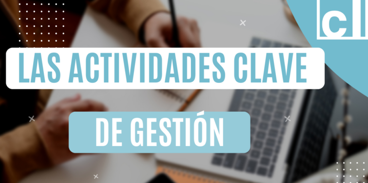 Ilustración de una lista de actividades clave de gestión, incluyendo planificación, organización, dirección y control